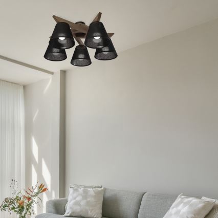 Brilagi - LED Stropna svjetiljka ANTHONY 5xE14/40W/230V hrast orah/crna