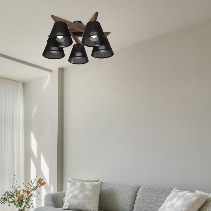 Brilagi - LED Stropna svjetiljka ANTHONY 5xE14/40W/230V hrast orah/crna