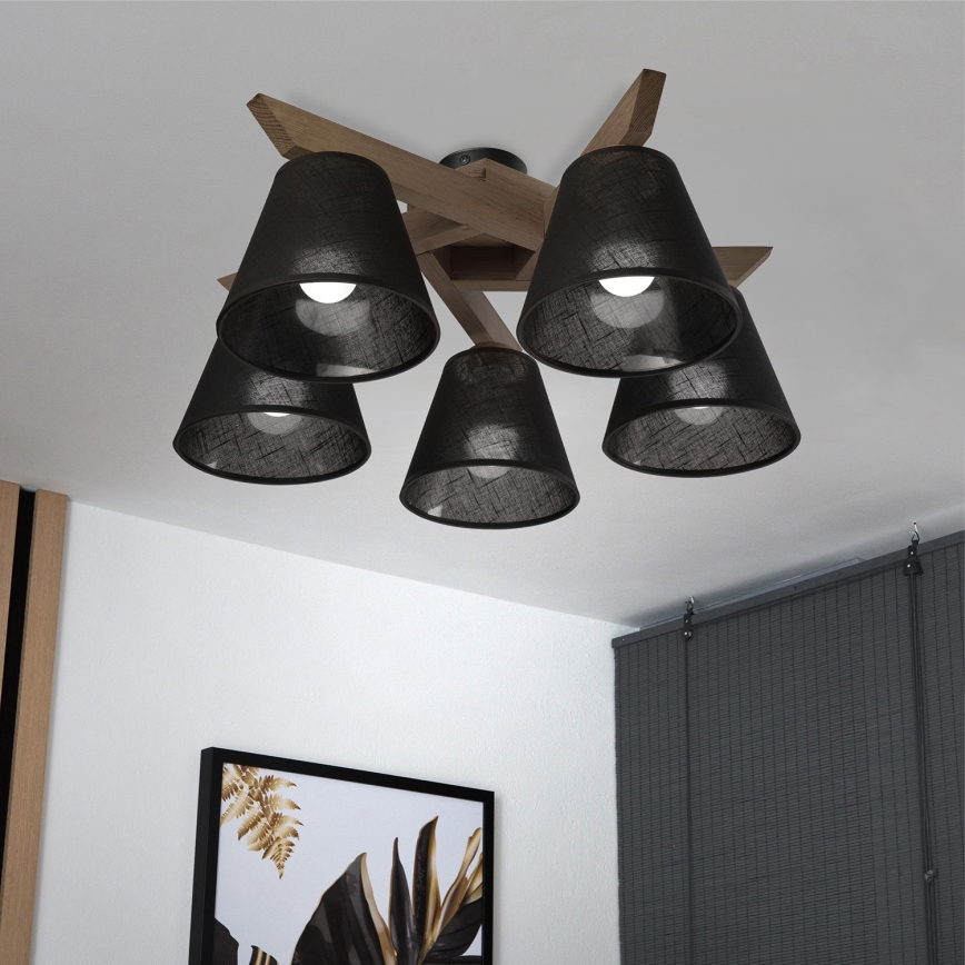 Brilagi - LED Stropna svjetiljka ANTHONY 5xE14/40W/230V hrast orah/crna