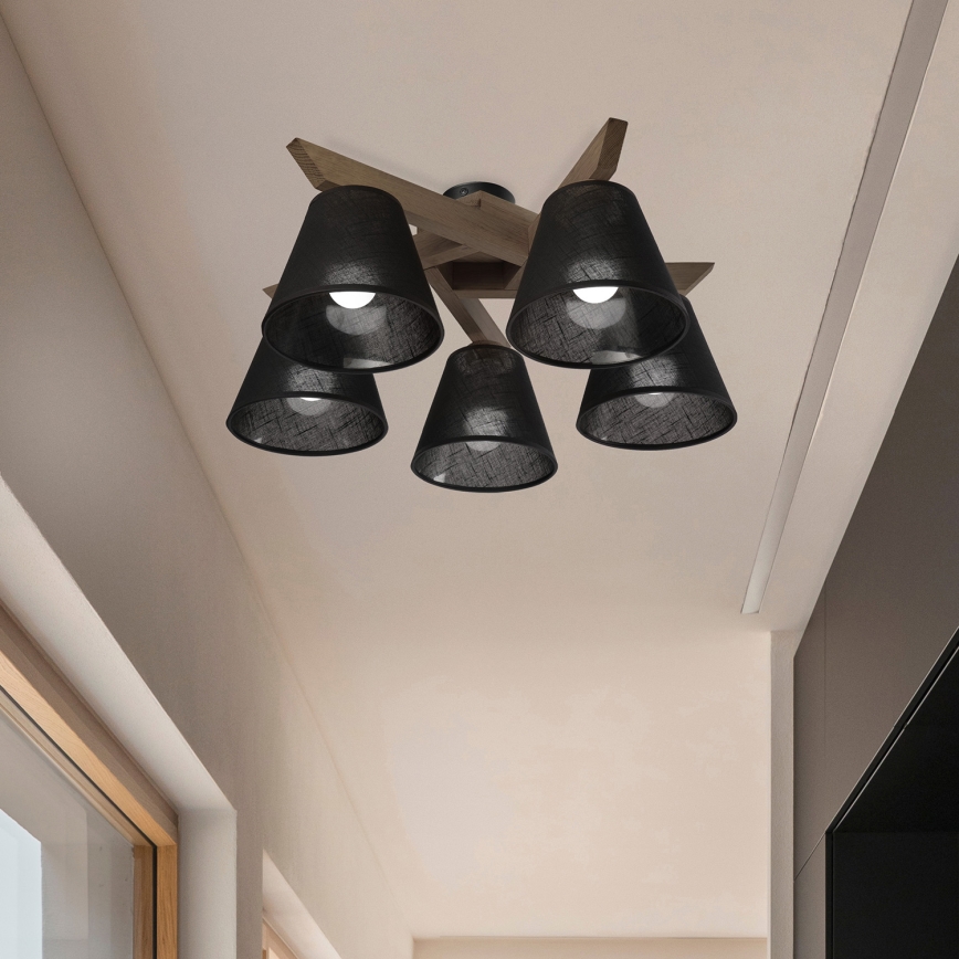 Brilagi - LED Stropna svjetiljka ANTHONY 5xE14/40W/230V hrast orah/crna