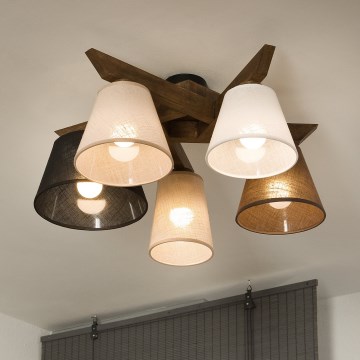 Brilagi - LED Stropna svjetiljka ANTHONY 5xE14/40W/230V hrast orah