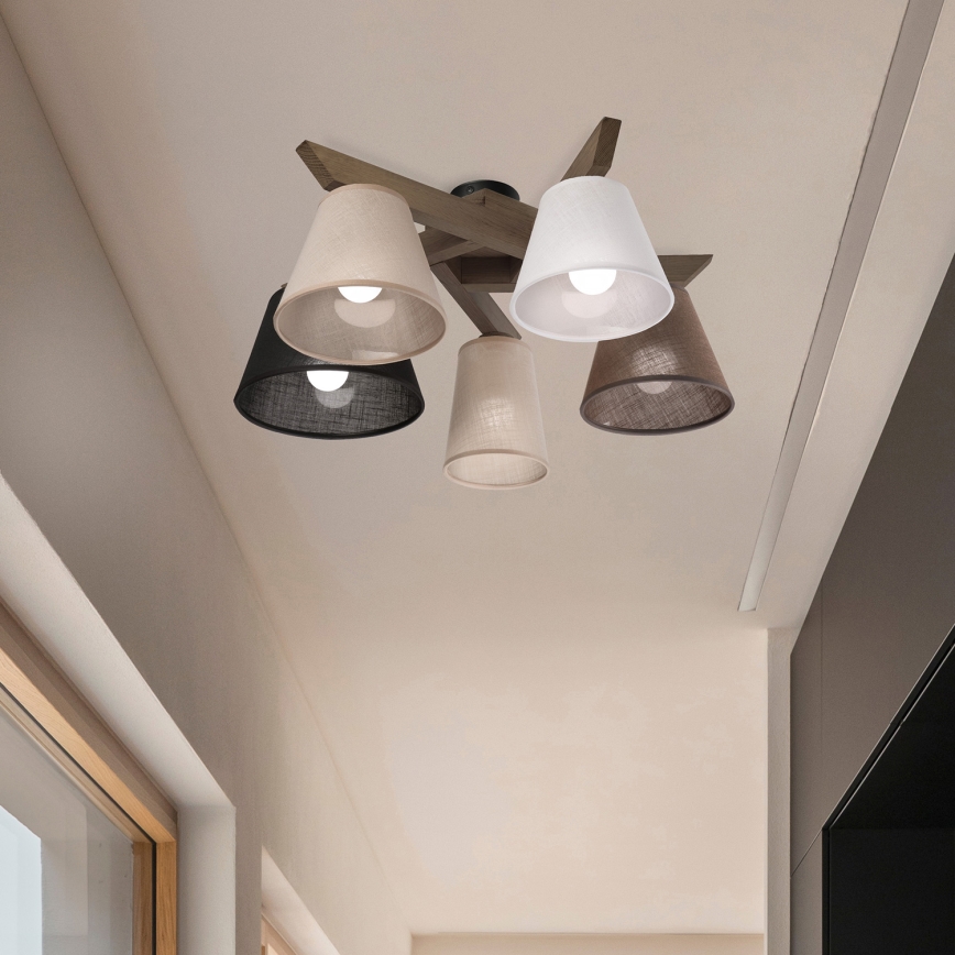 Brilagi - LED Stropna svjetiljka ANTHONY 5xE14/40W/230V hrast orah