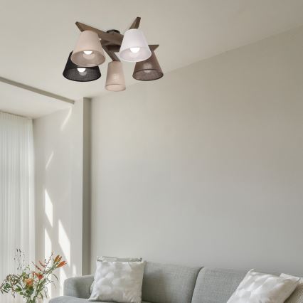 Brilagi - LED Stropna svjetiljka ANTHONY 5xE14/40W/230V hrast orah