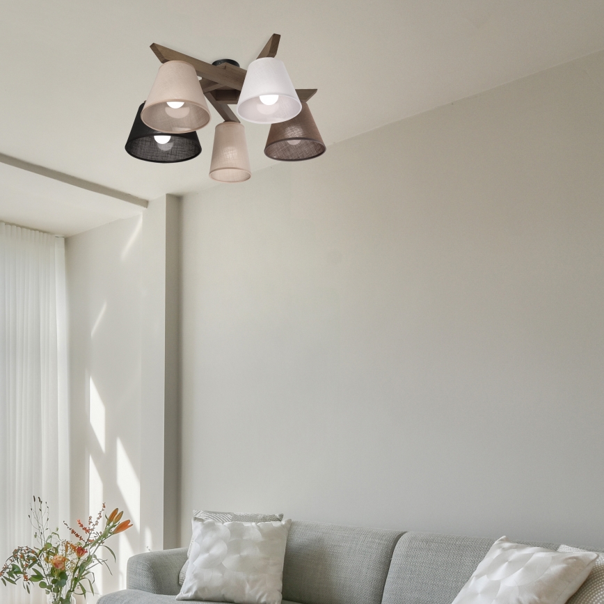 Brilagi - LED Stropna svjetiljka ANTHONY 5xE14/40W/230V hrast orah