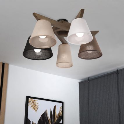 Brilagi - LED Stropna svjetiljka ANTHONY 5xE14/40W/230V hrast orah