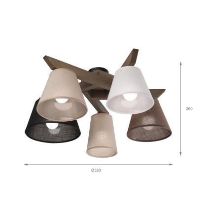 Brilagi - LED Stropna svjetiljka ANTHONY 5xE14/40W/230V hrast orah