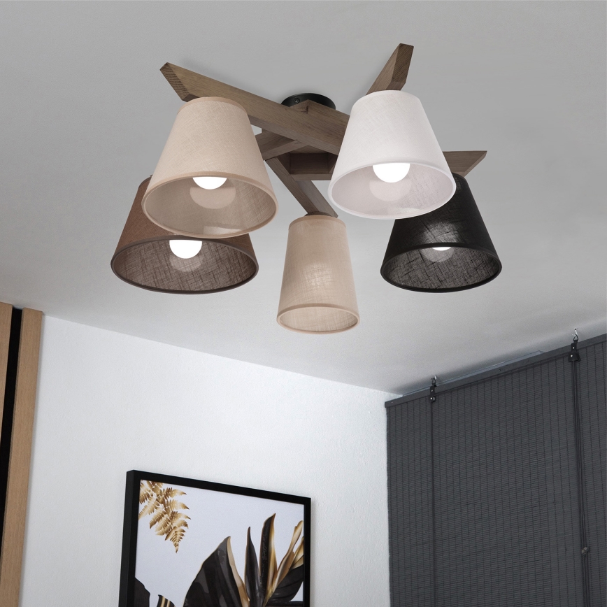 Brilagi - LED Stropna svjetiljka ANTHONY 5xE14/40W/230V hrast orah
