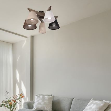 Brilagi - LED Stropna svjetiljka ANTHONY 5xE14/40W/230V hrast orah