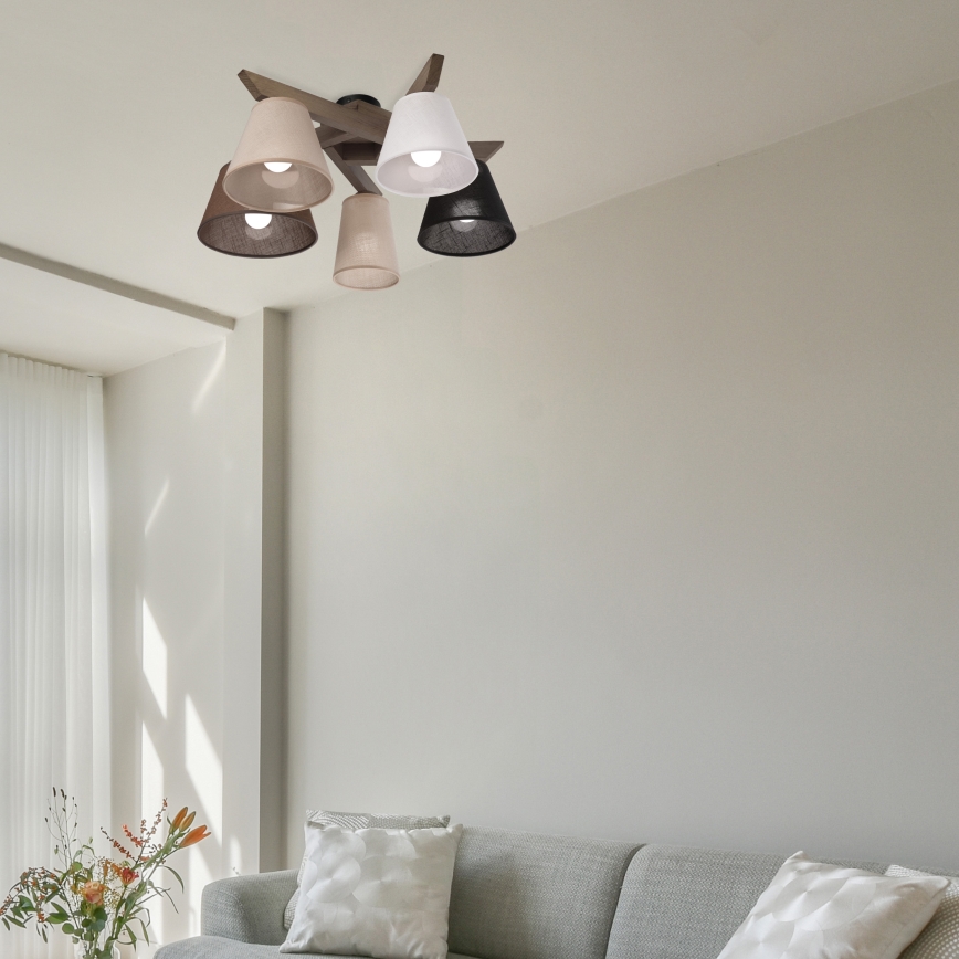 Brilagi - LED Stropna svjetiljka ANTHONY 5xE14/40W/230V hrast orah
