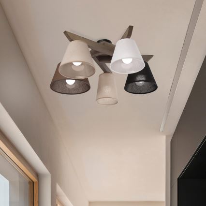 Brilagi - LED Stropna svjetiljka ANTHONY 5xE14/40W/230V hrast orah