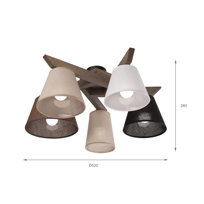 Brilagi - LED Stropna svjetiljka ANTHONY 5xE14/40W/230V hrast orah