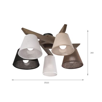 Brilagi - LED Stropna svjetiljka ANTHONY 5xE14/40W/230V hrast orah