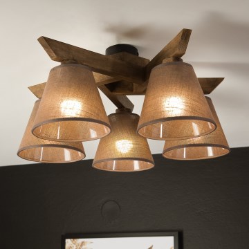 Brilagi - LED Stropna svjetiljka ANTHONY 5xE14/40W/230V hrast orah/smeđa