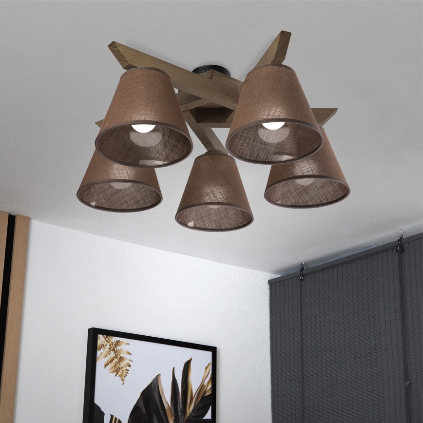 Brilagi - LED Stropna svjetiljka ANTHONY 5xE14/40W/230V hrast orah/smeđa