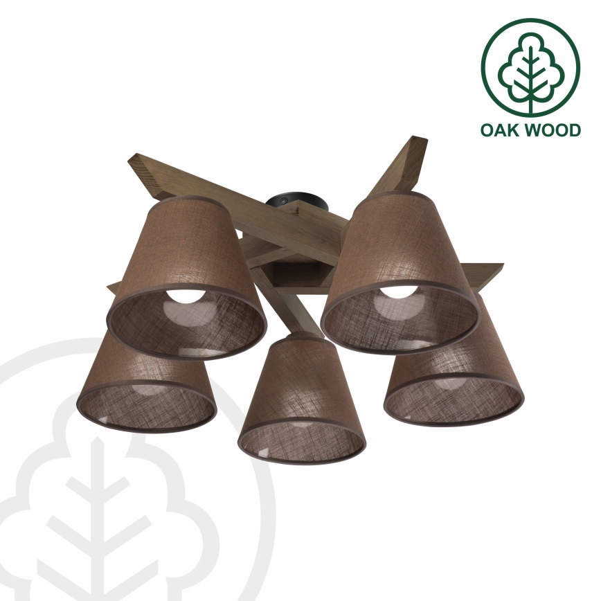 Brilagi - LED Stropna svjetiljka ANTHONY 5xE14/40W/230V hrast orah/smeđa