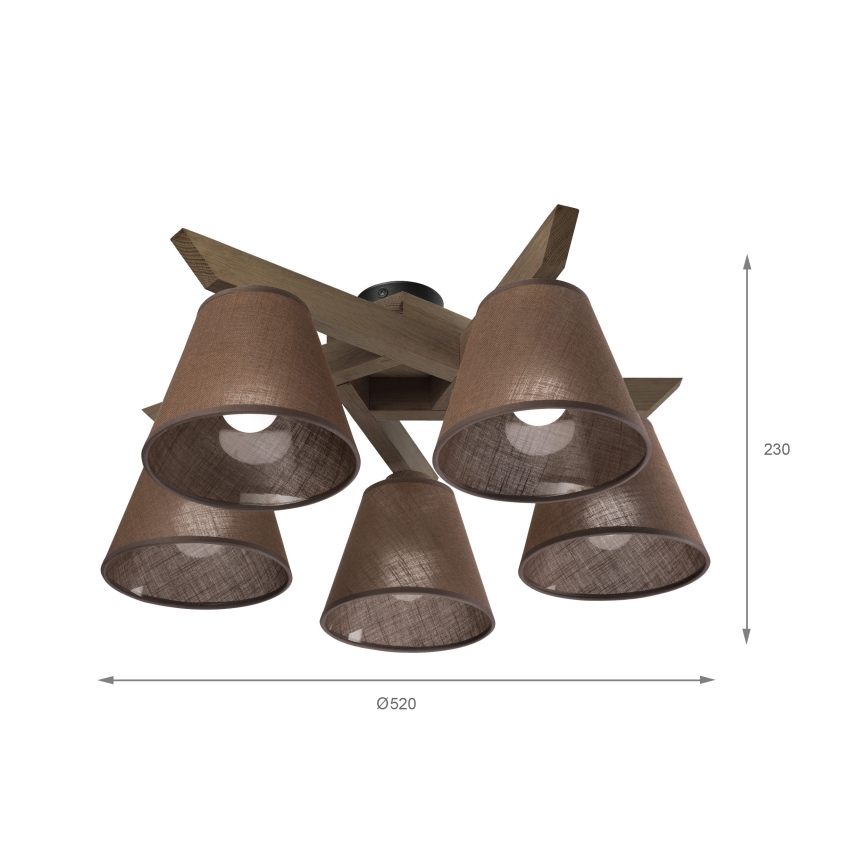 Brilagi - LED Stropna svjetiljka ANTHONY 5xE14/40W/230V hrast orah/smeđa