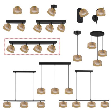Brilagi - LED Stropna svjetiljka AURA LUX 4xGX53/30W/230V crna/zlatna