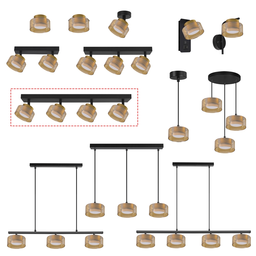 Brilagi - LED Stropna svjetiljka AURA LUX 4xGX53/30W/230V crna/zlatna