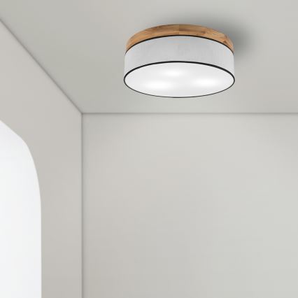 Brilagi - LED Stropna svjetiljka BELLADONNA 3xE27/15W/230V promjer 50 cm bijela/hrast
