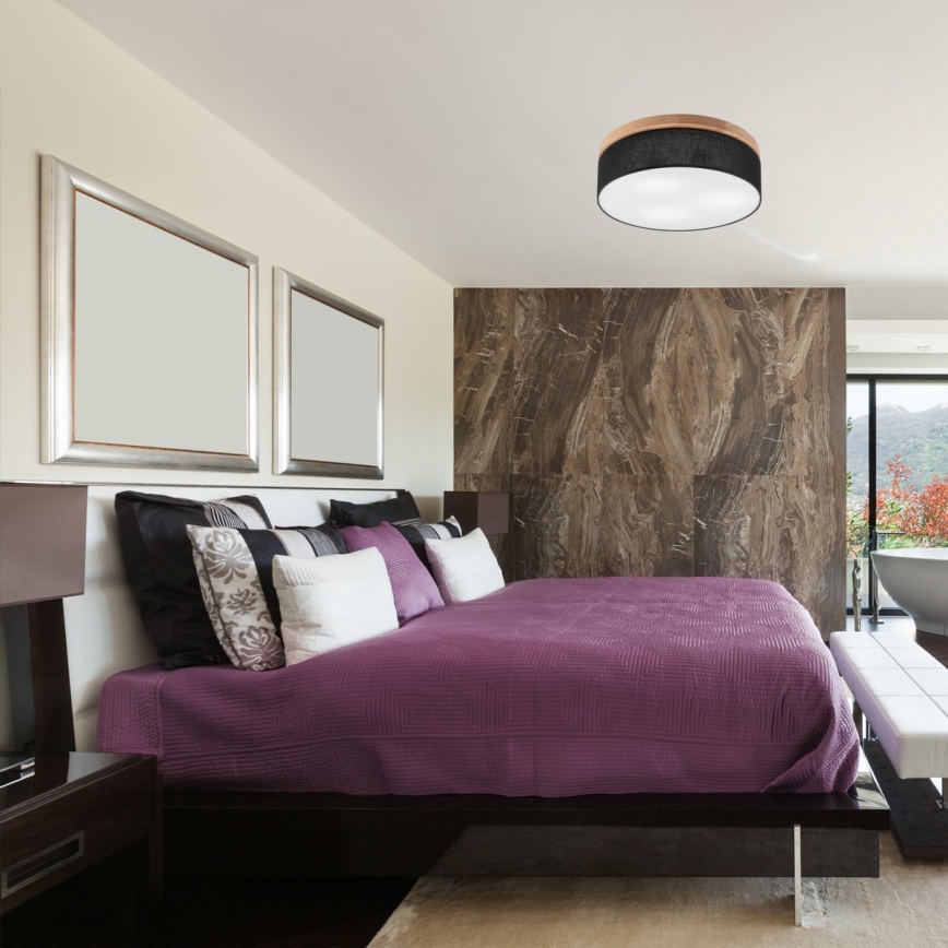 Brilagi - LED Stropna svjetiljka BELLADONNA 3xE27/15W/230V pr. 50 cm crna/hrast