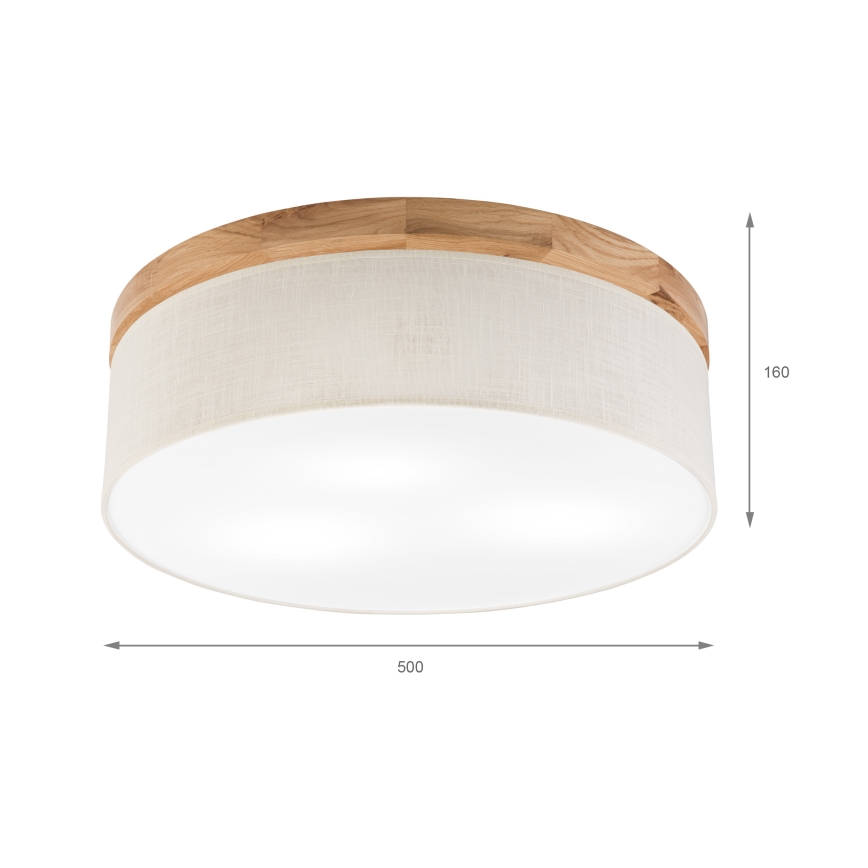 Brilagi - LED stropna svjetiljka BELLADONNA 3xE27/15W/230V promjer 50 cm krem/hrast