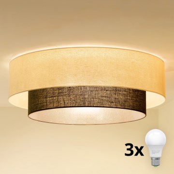 Brilagi - LED stropna svjetiljka BOHO STYLE 3xE27/15W/230V promjer 80 cm krem/smeđa
