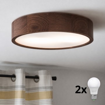 Brilagi - LED stropna svjetiljka CARVALHO 2xE27/15W/230V hrast/orah Ø 37 cm