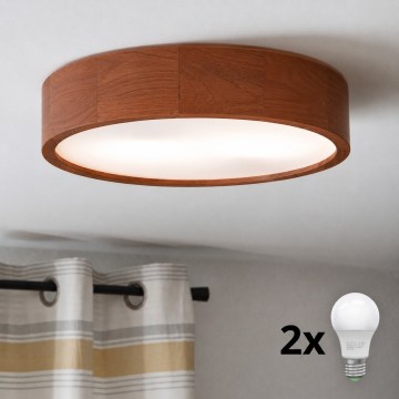 Brilagi - LED stropna svjetiljka CARVALHO 2xE27/30W/230V hrast/trešnja Ø 37 cm