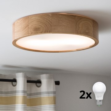 Brilagi - LED stropna svjetiljka CARVALHO 2xE27/30W/230V hrast Ø 37,5 cm