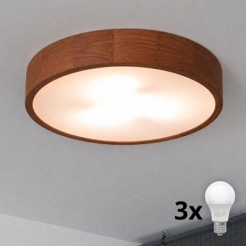 Brilagi - LED stropna svjetiljka CARVALHO 3xE27/15W/230V, hrast/trešnja, Ø 47 cm