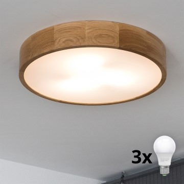 Brilagi - LED stropna svjetiljka CARVALHO 3xE27/15W/230V hrast Ø 47,5 cm
