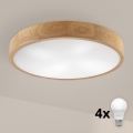 Brilagi - LED Stropna svjetiljka CARVALHO 4xE27/60W/230V drvo pr. 57,5 cm