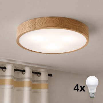 Brilagi - LED stropna svjetiljka CARVALHO 4xE27/60W/230V hrast Ø 57,5 cm
