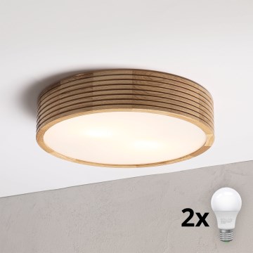 Brilagi - LED stropna svjetiljka CARVALHO MODERN 2xE27/60W/230V Ø 37,5 cm hrast