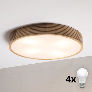 Brilagi - LED stropna svjetiljka CARVALHO MODERN 4xE27/60W/230V hrast promjer 57,5 cm