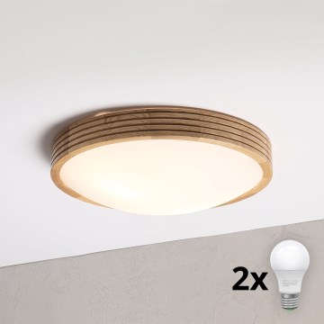 Brilagi - LED stropna svjetiljka CARVALHO MODERN SLIM 2xE27/60W/230V Ø 37,5 cm hrast