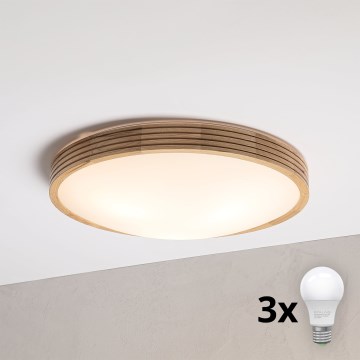 Brilagi - LED stropna svjetiljka CARVALHO MODERN SLIM 3xE27/60W/230V Ø 47,5 cm hrast