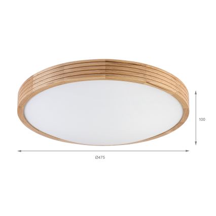 Brilagi - LED stropna svjetiljka CARVALHO MODERN SLIM 3xE27/60W/230V Ø 47,5 cm hrast
