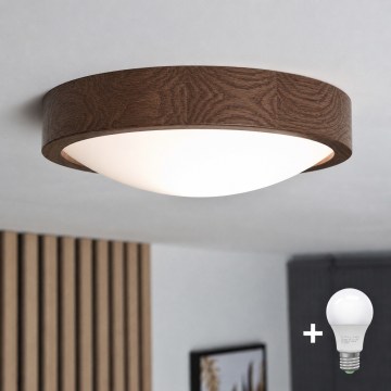 Brilagi - LED stropna svjetiljka CARVALHO SLIM 1xE27/15W/230V hrast/orah, promjer 27 cm
