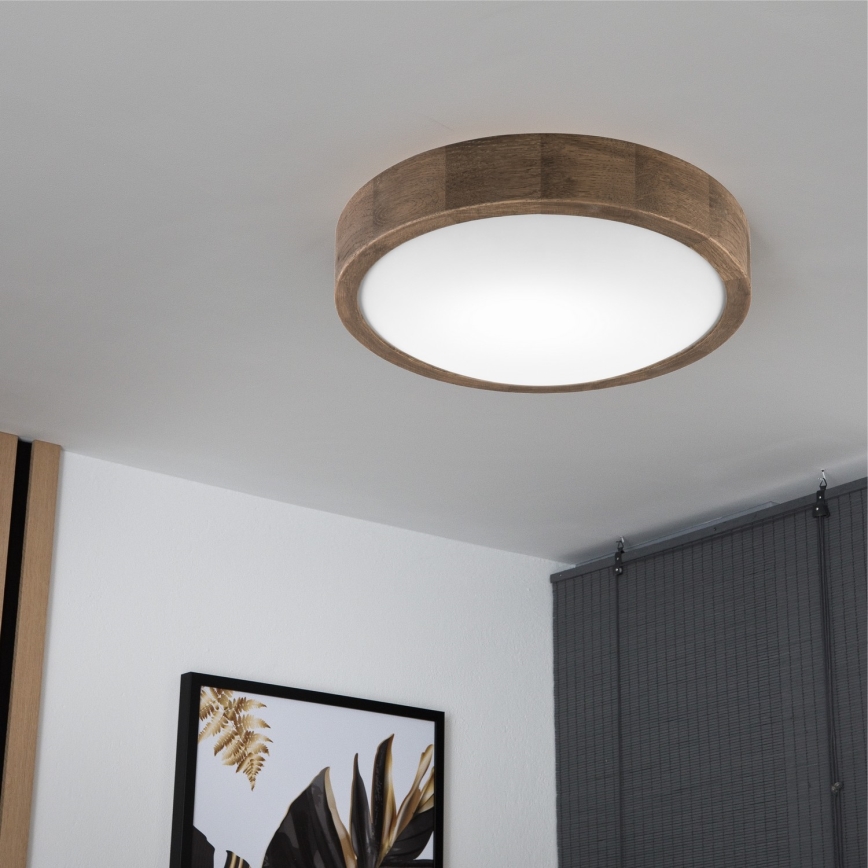 Brilagi - LED stropna svjetiljka CARVALHO SLIM 1xE27/15W/230V hrast/orah, promjer 27 cm