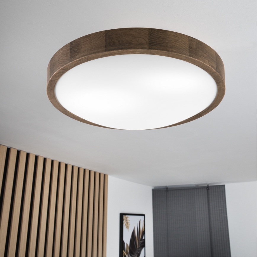 Brilagi - LED stropna svjetiljka CARVALHO SLIM 2xE27/15W/230V hrast/orah Ø 37 cm