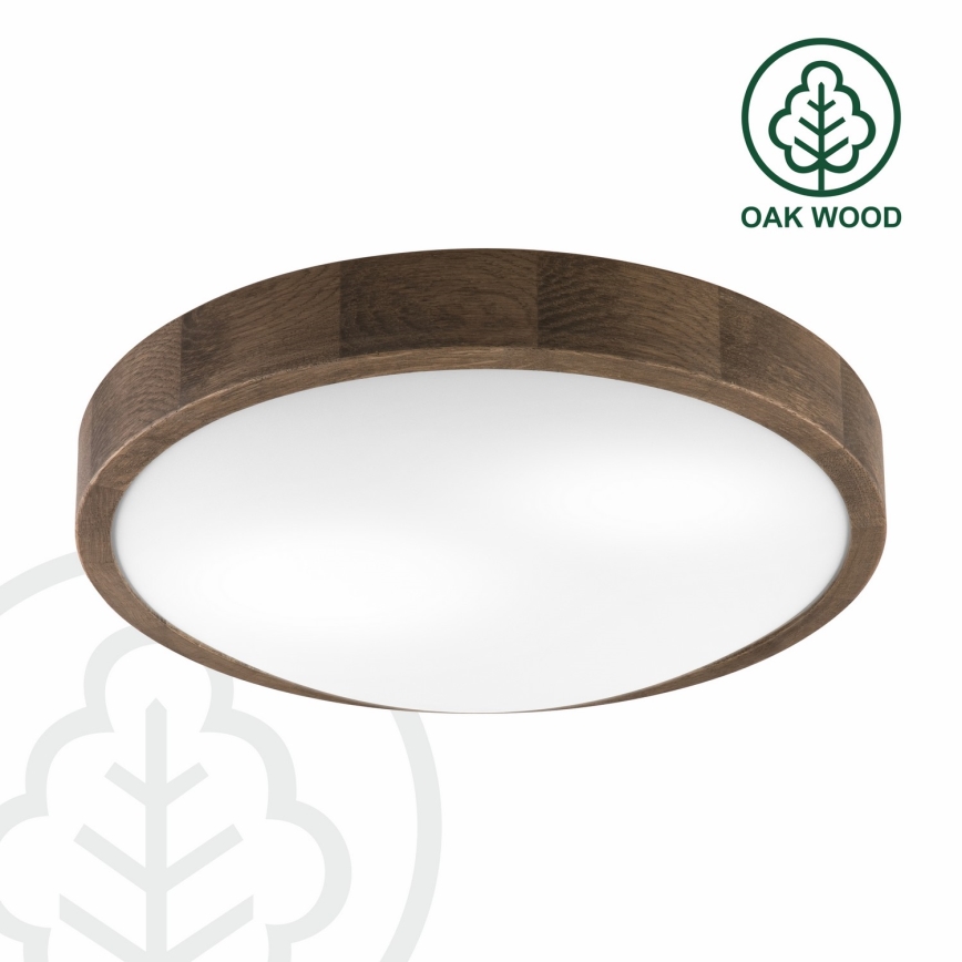 Brilagi - LED stropna svjetiljka CARVALHO SLIM 2xE27/15W/230V hrast/orah Ø 37 cm
