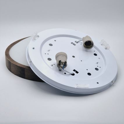 Brilagi - LED stropna svjetiljka CARVALHO SLIM 2xE27/15W/230V hrast/orah Ø 37 cm