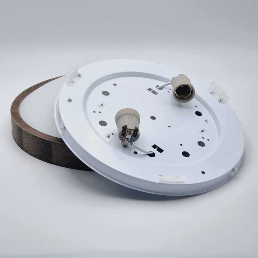 Brilagi - LED stropna svjetiljka CARVALHO SLIM 2xE27/15W/230V hrast/orah Ø 37 cm