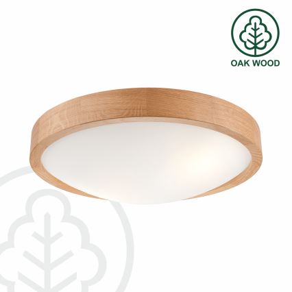 Brilagi - LED stropna svjetiljka CARVALHO SLIM 2xE27/15W/230V, hrast, promjer 37 cm
