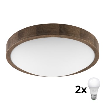 Brilagi - LED Stropna svjetiljka CARVALHO SLIM 2xE27/60W/230V hrast pr. 37 cm