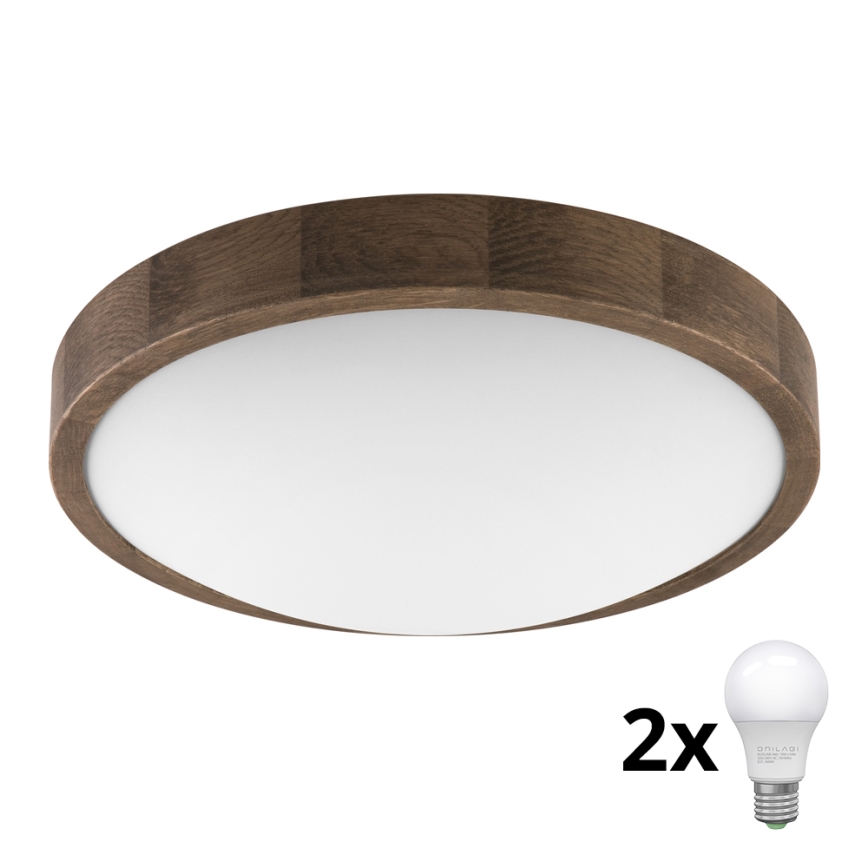 Brilagi - LED Stropna svjetiljka CARVALHO SLIM 2xE27/60W/230V hrast pr. 37 cm