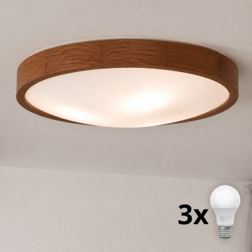 Brilagi - LED stropna svjetiljka CARVALHO SLIM 3xE27/15W/230V hrast/trešnja Ø 47 cm