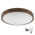 Brilagi - LED Stropna svjetiljka CARVALHO SLIM 3xE27/60W/230V hrast orah promjer 47 cm