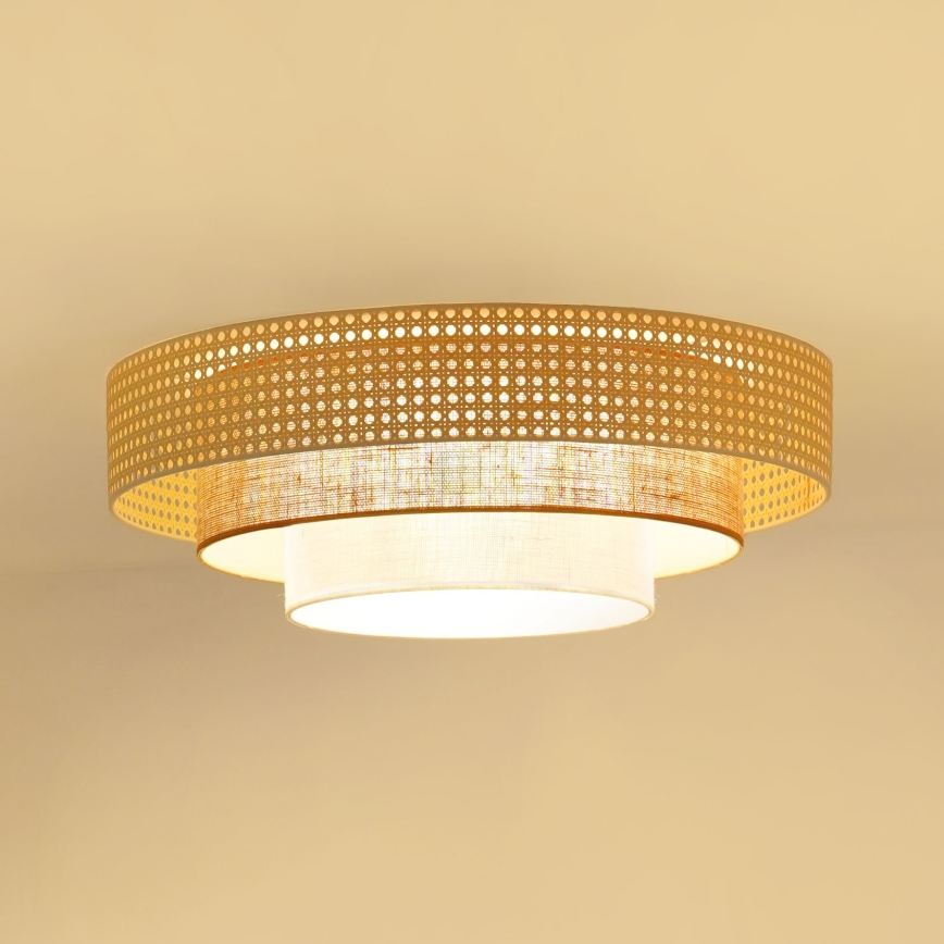 Brilagi - LED stropna svjetiljka CEDAR LUNETA LED/26W/230V Ø 60 cm ratan/smeđa/krem